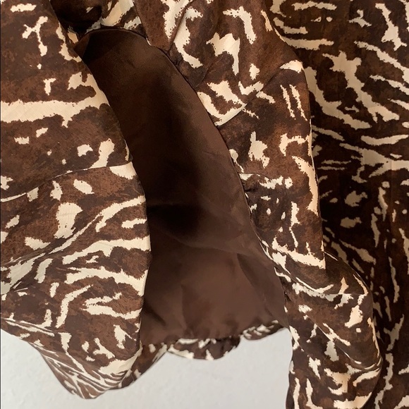 Silk Brown & White Abstract Floral Bell Skirt - Picture 9 of 10